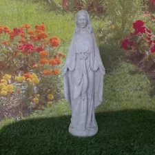 Mary statue standing | Solid concrete garden decor memorial sculpture religious