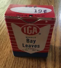 Vintage IGA Pure Spices Whole Bay Leaves Independent Grocers Alliance Dist. Co.