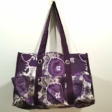 Thirty One All in Organizer Medium Bag Plum Awesome Blossom Purple Floral, New