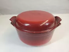 New ListingRed Enamel Coated Cast Iron Dual Dutch Oven W/ Makers Mark