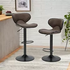 Swivel Bar Stools Set of 2 Counter Height, Adjustable Swivel Barstools Brown