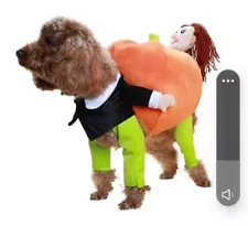 Funny Pet Halloween Costume Dog/ Cat Carring A Pumkin Together