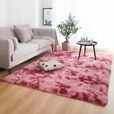 Shaggy Fluffy Area Rug Anti-Skid Tie-Dye Soft Floor Mat Rug Bedroom Living Room