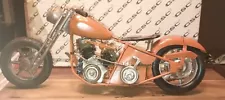 12" Vintage TEXAS Metal Model Harley Davidson Motorcycle CHOPPER Bike Toys OLD