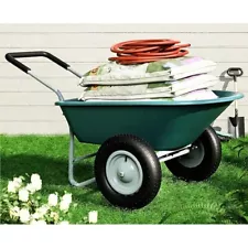 2 Wheel Wheelbarrow, 330 Pounds Capacity Yard Cart with Padded Handlebar