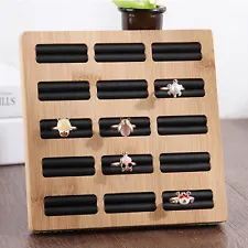 15 Grids Ring Storage Rack Bamboo Jewelry Display Stand Earring Holder Organizer