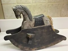 Vintage Folk Art Wooden Rocking Horse