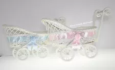 BABY SHOWER FAVORS WICKER CARRIAGE CARIOLA PINK OR BLUE