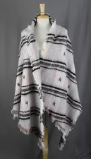 Designer Black Brown Multi Plaid Print Fringe Accent Rectangular Scarf Wrap