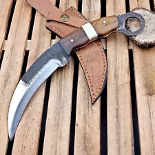 CUSTOM Handmade Carbon Steel Karambit knife, Hunting knife w/Sheath, TN-1668