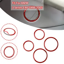 On Sale Red 4x Carbon Fiber Door Speaker Frame Trim For BMW 3Series E46 98-05 (For: 2003 BMW M3)