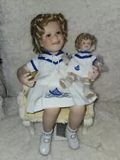 Shirley Temple "Sailor Girls" Two Of A Kind " Dolls W/ Chair & Mini Doll Signed