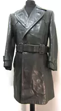 VINTAGE WW2 GERMAN OFFICER DISPATCH RIDERS LEATHER TRENCH COAT JACKET SIZE UKM