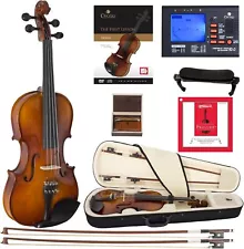 Cecilio CVN-320L Solidwood Ebony Fitted LEFT-HANDED Violin - 4/4 -Full Size