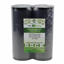 2 Large Commercial Bargains 8" x 50' Black And Clear Vacuum Food Sealer Rolls