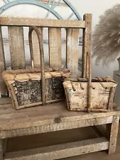 Birch Tree Bark And Twig Basket Set Of 2 NEW