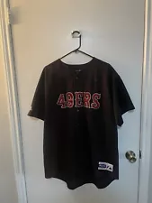 NFL Majestic Authentic Collection NFL 49ers Baseball styled Black Jersey