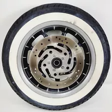 02-08 Harley Touring Black 9 Spoke Wagon 16x3" Front Wheel Tire and Rotors