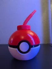 Pokemon Pokeball Water Bottle with Straw - Classic Red - Stay Hydrated in Style!