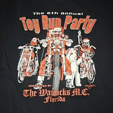 Warlocks M.C. Motorcycle Club Single Stitch Toy Run Party Shirt 1997 90s XL USA