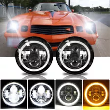 For Chevrolet Camaro Z28 SS RS 67-81 7" LED Headlight Hi/Lo Ring DRL Turn Signal