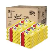 FULL CASE OF 48 LYSOL Disinfecting Wipes Lemon Lime Blossom To-Go Flatpack 15 ct