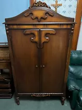 Very Decorative, Antique, Red Wood Cedar Wardrobe Closet with Inner Drawers