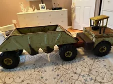 VINTAGE LIME GREEN MIGHTY TONKA BOTTOM DUMP FOR PARTS OR RESTORATION