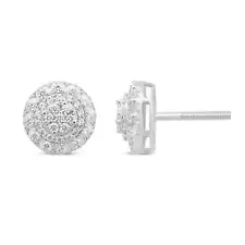 10K WHITE GOLD .60 CARAT 10 MM 100% GENUINE DIAMONDS MENS/WOMENS EARRING STUDS