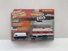 JOHNNY LIGHTNING TOW & GO 1965 VW TYPE 2 VAN BUS AND TRAVEL TRAILER JL CAMPER