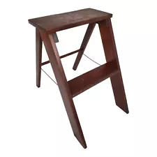 Vintage Handmade Wooden Ladder Step Stool Plant Stand Prop Folding Primitive