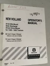 NEW HOLLAND 914A REAR DISCHARGE MOWER for TRACTOR OPERATOR'S MANUAL 87347793