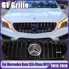 Black GT Grille W/LED For Mercedes Benz CLA-Class W117 13-19 CLA180 CLA200 CLA45 (For: Mercedes-Benz CLA200)