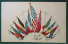 Estate Sale ~ Vintage Patriotic Postcard - United For Victory