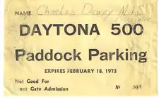 VINTAGE NASCAR 1973 DAYTONA 500 SPEEDWEEKS Paddock Parking TICKET PASS