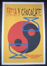 Sale / STRAWBERRY & CHOCOLATE Cuba Silkscreen Poster for Famed Cuban LGBTQ Movie