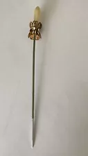 ðPearl Top w/ Beautiful Gold Design With Small Gems 1900’s Green Stick Hair Pin