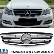 Sports Front Grille Grill W/Star For Mercedes W204 C-Class 2008-2014 C250 C300 (For: 2008 Mercedes-Benz C300)