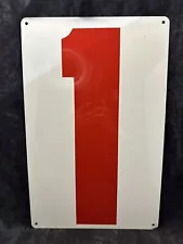 VINTAGE METAL GAS STATION PRICE NUMBERS TIN SIGN CARD DOUBLE SIDED 0 - 1