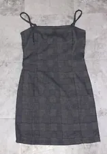 Forever 21 Grey Plaid 90s Style Spaghetti Strap Mini Dress Size M