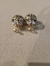Dior Tribal Antique Gold Tone Metal with Crystals Earrings No Dustcover or Box