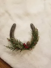 Horseshoe Wreath door hanger christmas or winter