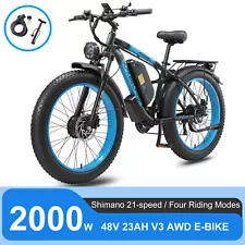 2000W Double Motor E-Bike 26" FatTire Electric Bicycle 48V 23Ah 35MPH for Adults