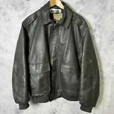 LL Bean Leather Jacket Mens XL Brown Goat Skin Flight Jacket