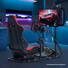 Supllueer Racing Simulator Cockpit Stand with Seat & Monitor Stand Fit Logitech