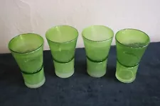 Set of 4 Hand Blown Glass Tumblers Drinking Glasses Ice Tea Green