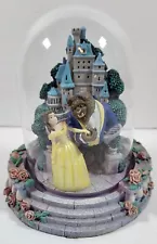 Vintage Disney Beauty And The Beast Glass Dome Figurine