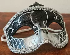 Black and White Sparkly Halloween Venetian Mask