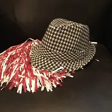 Alabama Crimson Tide Bear Bryant Style Fedora Hat & Game Day PomPom NWOT