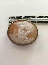 large vintage shell cameo brooch